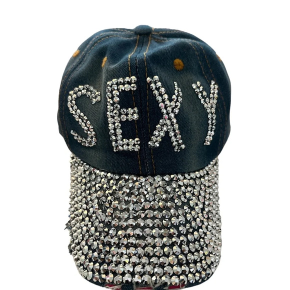 Bedazzled Denim Adjustable Cap OSFM - Picture 4 of 6